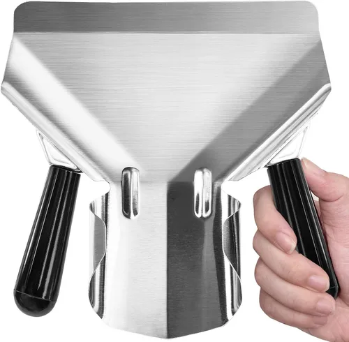 Miniatura 10 de Bonsicoky Cucharón de acero inoxidable para papas fritas y palomitas, herramienta de llenado rápido para bolsas y cajas de alimentos, cuchara