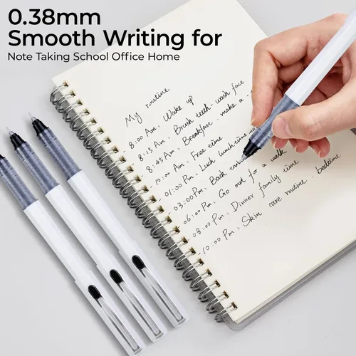 Miniatura 4 de M&G 12 bolígrafos líquidos de punta fina de 0.015 in, de gran capacidad, tinta negra, bolígrafos de punta extrafina, de secado rápido, escritura