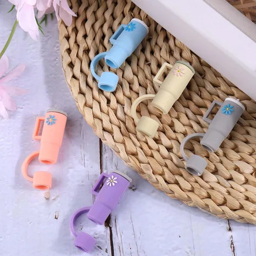 Miniatura 2 de AIERSA 5 piezas de cubiertas de pajita de silicona compatibles con vasos de 30 y 40 onzas, cubiertas de punta de pajita para accesorios de tazas