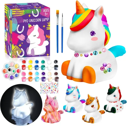 Miniatura 13 de FUNZBO Kit de lámpara para pintar tu propio gato de 4.3 pulgadas, suministros de pintura para niños y adolescentes, juguete de luz nocturna