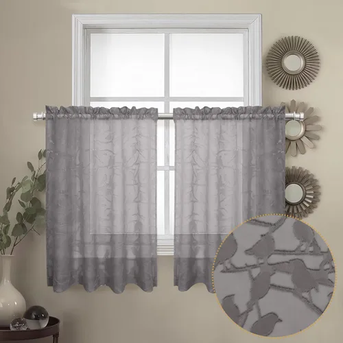 Miniatura 91 de OVZME Anji - 2 paneles de cortinas traslúcidas de gasa marrón de 72 pulgadas de largo para dormitorio, doble bolsillo para barra, tela ligera