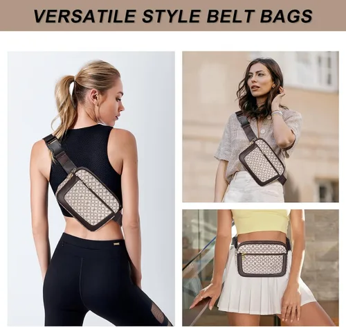 Miniatura 5 de Geestock Riñoneras para mujer, bolsa de cinturón de cuero vegano a la moda, impermeable, para cualquier lugar, con correa ajustable, Impresión