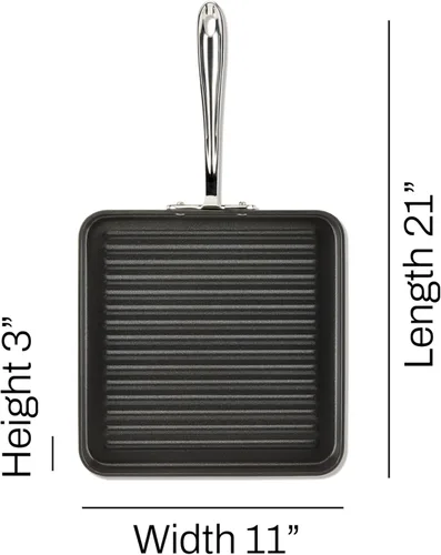 Miniatura 7 de All-Clad HA1 - Parrilla anodizada dura antiadherente de 11x11 pulgadas apta para horno a 350°F, ollas y sartenes, juego de utensilios de cocina negro