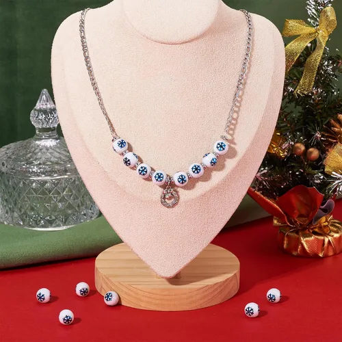 Miniatura 3 de Beadthoven - 20 cuentas de campana de Navidad de 0.394 pulgadas (0.394 in), cuentas redondas de cristal de Navidad, cuentas de cascabel, cuentas