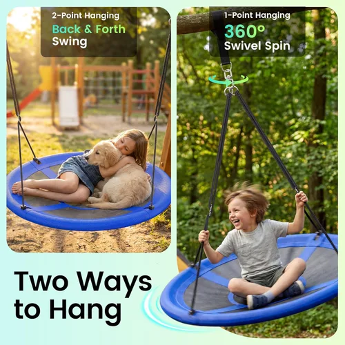 Miniatura 4 de Everyfun Columpio de Árbol Tipo Platillo de 43 pulgadas para Niños y Adultos, Capacidad de Peso de 700 libras, Columpio Platillo Volador Impermeable
