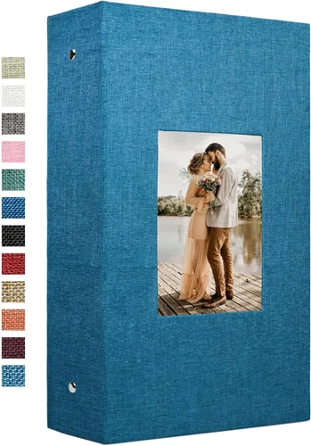 Miniatura 30 de Vienrose - Álbum de fotos de lino con 300 bolsillos de 4 x 6 pulgadas, cubierta de tela, para bodas, familias, aniversarios y bebés Azul cielo