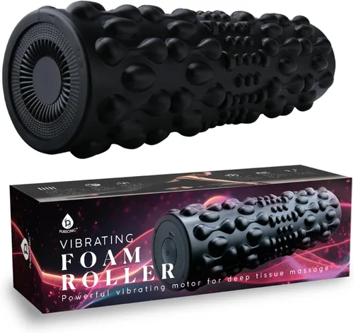 PURSONIC Rodillo de espuma vibratoria, masaje de tejido profundo para recuperación muscular, 5 niveles de intensidad, recargable por USB, diseño