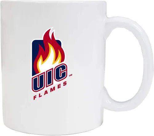 Taza de cerámica blanca de la Universidad de Illinois en Chicago (blanca). Producto universitario con licencia oficial