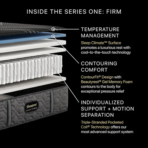 Miniatura 3 de Beautyrest Black Series One Firm - Colchón híbrido individual XL de 12.5 pulgadas, tecnología de enfriamiento, comodidad de contorno, soporte