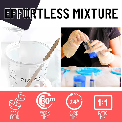 Miniatura 3 de Kit de moldes de resina epoxi de 1 galón – Pixiss Crystal Clear 1:1 Kit de resina epoxi fácil de mezclar con suministros de arte para fundición