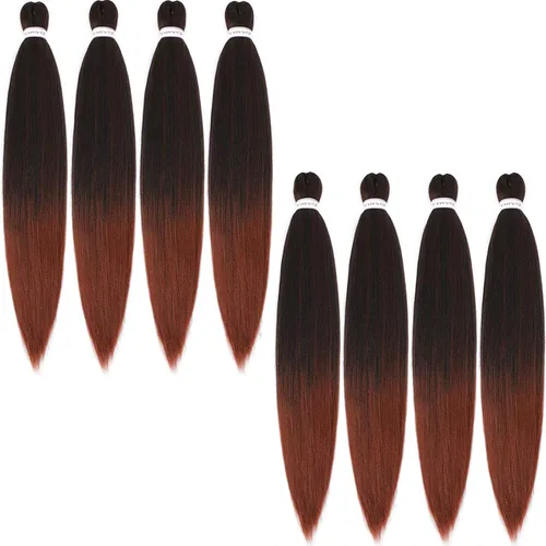 Miniatura 33 de Alrence Cabello estirado para hacer trenzas, trenza larga de 30 pulgadas, 8 paquetes, extensiones profesionales de trenzado de cabello sintético, 1b#