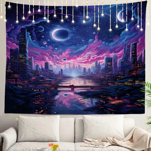 Miniatura 93 de Shrahala Tapiz de pared de hojas de arce otoñal, hojas rojas llameantes, fondo negro, tapiz grande para colgar en la pared, tapiz decorativo