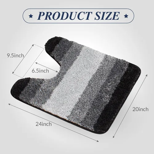 Miniatura 2 de Walensee Contour Rug (20 x 24, color negro degradado) - antideslizante, absorbente de agua, alfombra de baño de microfibra suave, lavable a máquina