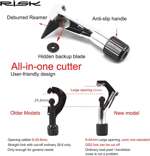 Miniatura 5 de Road Mountain Bike Fork Steerer Seat Post Handlebar Tube Cutter Tool, Bicycle Metal Pipe Cutter Tool with 5pcs Cutter Wheels for Size 1/4"-1-5/8