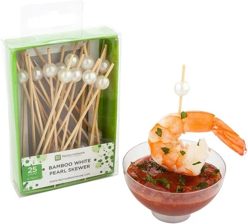Miniatura 10 de Restaurantware Púas de madera de 3.5 pulgadas, 500 mini tenedores de cóctel de madera, dos púas de bambú resistentes para fiestas o catering