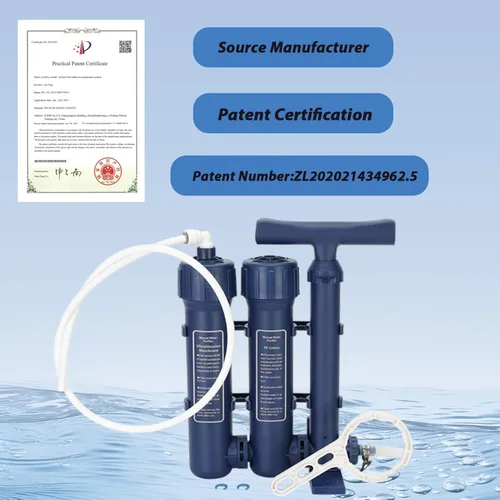 Miniatura 3 de Filtro de agua de emergencia Sistema de filtración de agua grande Supervivencia - Filtro de agua de bomba de mano, purificador de agua de alto