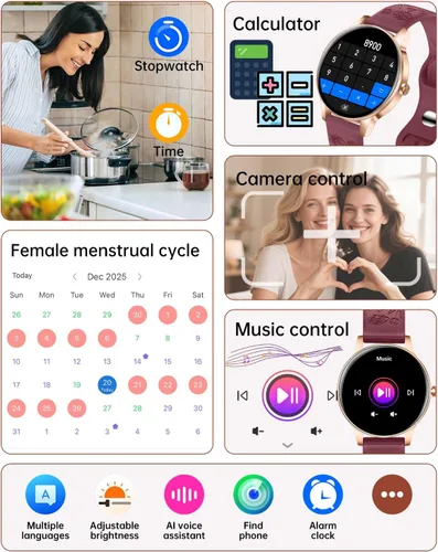 Miniatura 6 de Reloj inteligente para mujer (respuesta/hacer llamadas), reloj de seguimiento de actividad física de 1.27 pulgadas con más de 130 modos deportivos