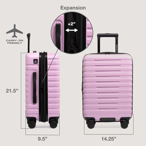 Miniatura 7 de U.S. Traveler Boren - Maleta de viaje de policarbonato resistente con 8 ruedas giratorias, asa de aluminio