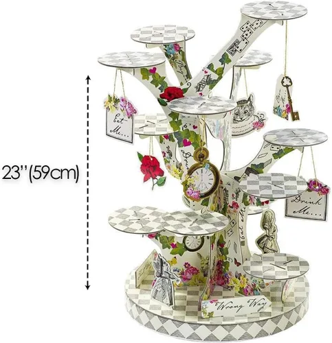 Miniatura 6 de Talking Tables Soporte para cupcakes y tartas de Alicia en el país de las maravillas, decoración de fiesta de té con sombrerero loco, decoración
