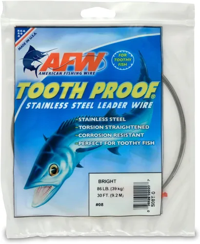Miniatura 14 de AFW Alambre Líder Duro de Una Hebra de Acero Inoxidable a Prueba de Dientes - Brillante y Camuflaje para Tiburón, Barracuda, Caballa Real, Wahoo