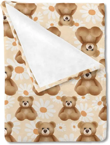 Miniatura 13 de Manta de bebé de animales lindos para niños y niñas, lindo oso, mapache, ciervo, conejo, erizo, manta retro de franela floral, manta de recepción