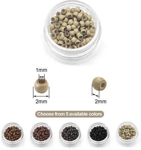 Miniatura 2 de Medsuo 200 piezas de nano anillos forrados de silicona para extensiones de cabello nano puntas nano cuentas de 0.118 in (OD) 0.039 in (ID) 0.079 in