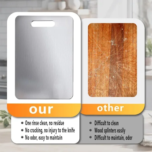 Miniatura 2 de Tabla de cortar de titanio, 2 tablas de cortar de titanio para cocina, no tóxica, tabla de cortar de doble cara de grado alimenticio para acampar al