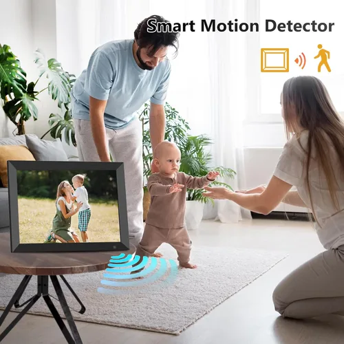 Miniatura 4 de Marco de fotos digital inteligente con WiFi de 32 GB de 10.1 pulgadas con sensor de movimiento y función de programación, pantalla táctil LCD IPS