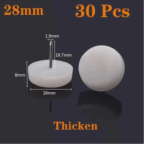 Miniatura 2 de Deslizadores de muebles de nailon blanco de 1.102 in para clavos, protectores de suelo para patas de silla, de nailon con clavos deslizantes