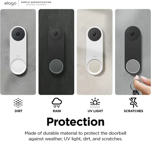 Miniatura 3 de elago Funda de silicona compatible con Google Nest Hello Video Doorbell (cableado, 2ª y 3ª generación), resistente a la intemperie y a los rayos UV