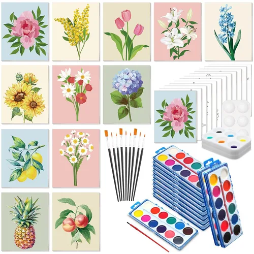 Miniatura 8 de Ctosree 12 juegos de lienzo predibujado para pintar adultos, kit de sorbo y pintura, lienzo preimpreso a granel para Pascua, Día de la Madre