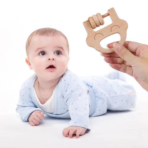 Miniatura 2 de TOWO - Sonajeros de madera para bebés, 6 meses, juguetes ecológicos orgánicos para bebés, agarre y dentición, instrumentos musicales naturales