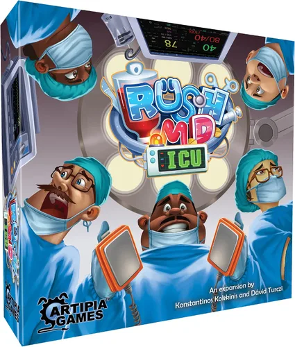 Artipiagames Rush M.D.: Expansión UCI - Juego de mesa cooperativo Artipia Games, colocación de trabajadores, estrategia, edades 14+, 1-4 jugadores,