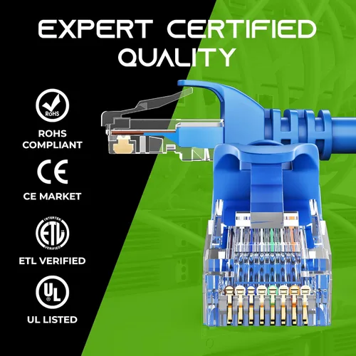 Miniatura 7 de GearIT Paquete de 20 cables de conexión Cat6 de 1 pie, cable Ethernet Cat 6 sin enganches, flexible y suave, serie Preimum, color azul