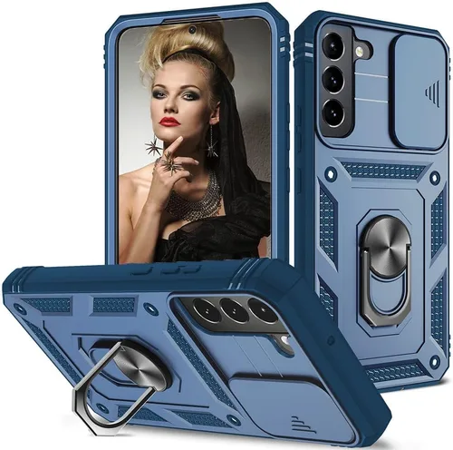 Miniatura 13 de Funda para Samsung Galaxy S22 Ultra 5G con ranura para tarjetero de cámara deslizante, grado militar, resistente, a prueba de golpes, funda de tres