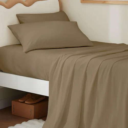 Miniatura 23 de Juego de sábanas de 4 piezas tamaño matrimonial para caravanas (53 x 75), color gris claro, bolsillo profundo para colchones de 15 pulgadas, Gris