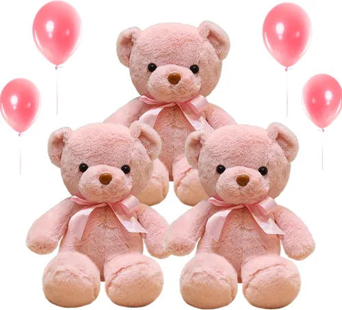 Miniatura 10 de 3 piezas de oso de peluche de 13.5 pulgadas, suave, de peluche, a granel, lindos juguetes de peluche para niños, baby shower, cumpleaños