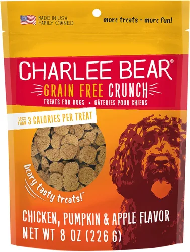 Miniatura 13 de Charlee Bear Crunch - Golosinas para perros sin granos, pavo, batata y manzana, bolsa resellable de 8 onzas, golosinas de entrenamiento bajas