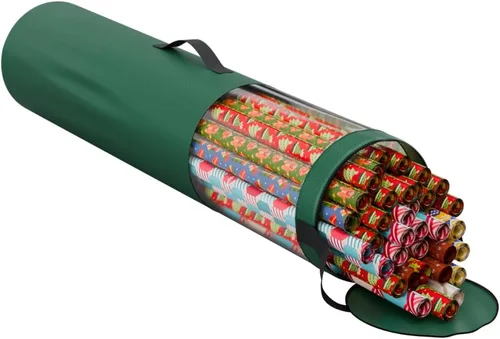 ProPik Bolsa organizadora de almacenamiento de papel de regalo, almacena hasta 24 rollos de 40 pulgadas, poliéster resistente más bolsa transparente
