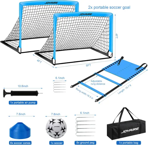 Miniatura 2 de Portería de fútbol para niños de nivel profesional en el patio trasero, red de fútbol de poliéster de 5 capas resistente a desgarros y postes de 10