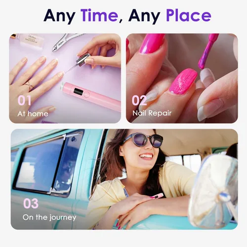 Miniatura 6 de Mini luz UV para uñas, luz UV de mano pequeña portátil rosa para uñas de gel, lámpara de curación flash recargable inalámbrica, lámpara de gel