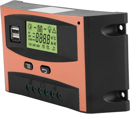 Miniatura 9 de Fydun Controlador MPPT simplificado Placa de circuito PCB Regulador de panel solar 12V/24V Pantalla LCD Controlador automático de batería Naranja