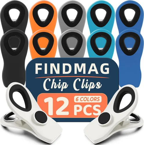 Miniatura 7 de Paquete de 12 clips de chips, clips magnéticos para bolsas para paquetes de alimentos, accesorios de RV, clip de cocina con imán para refrigerador