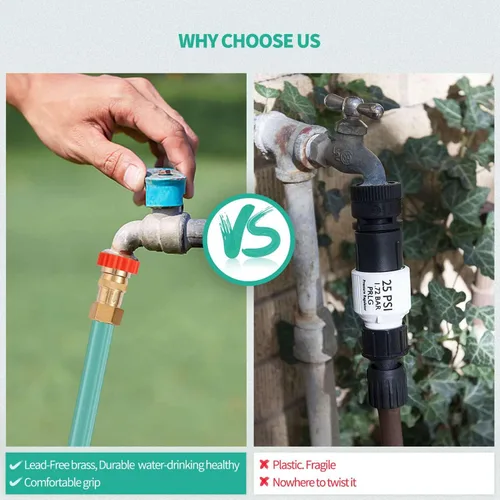 Miniatura 4 de Regulador reductor de presión de agua en línea de riego por goteo de latón LF 20 ~ 30PSI - Protege el sistema de goteo del agua del grifo de alta