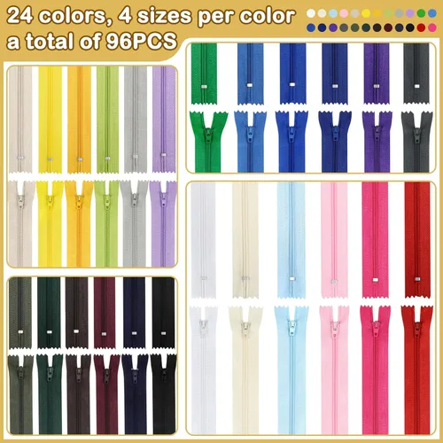 Miniatura 2 de Cremalleras, DOITEM 72 piezas de cremalleras para coser de 8 pulgadas, 12 pulgadas, 16 pulgadas, multicolor, cremallera de bobina de nailon para 20