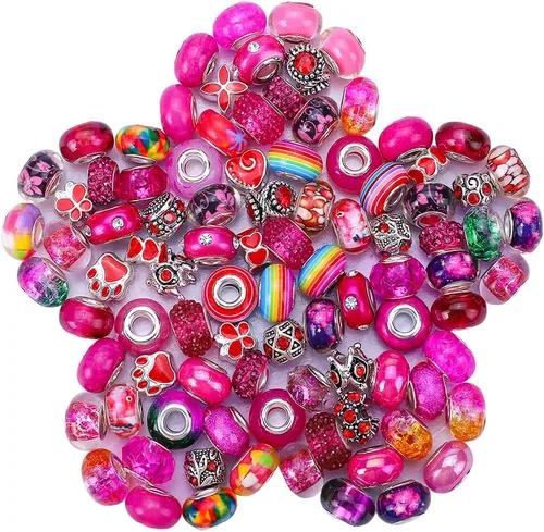 Miniatura 12 de Espaciador de agujeros grandes europeos con cuentas de hadas con diamantes de imitación para manualidades, pulseras y bisutería