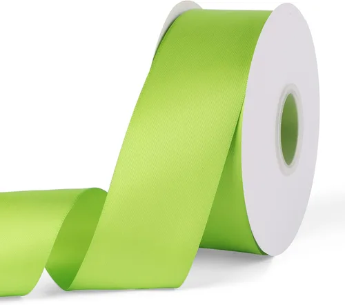 Miniatura 110 de YBLANDEG Cinta de satén de color sólido verde manzana de 1-1/2 pulgadas x 50 yardas, cinta de tela de poliéster de doble cara para envolver regalos