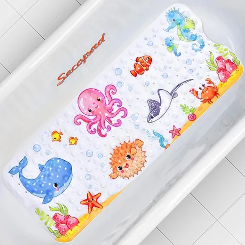Miniatura 7 de Alfombra de baño antideslizante para bañera y ducha, lavable a máquina, antideslizante, con dibujos animados, con agujeros de drenaje y ventosas