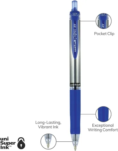 Miniatura 8 de Uni-Ball Signo RT - Bolígrafos de gel, punta media, 0.028 in, tinta azul, docena (65941)