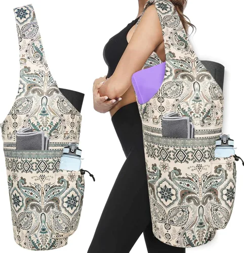 Miniatura 29 de Bolsa para Esterilla de Yoga - Bolsa Transportadora Tipo Tote Larga de Gran Apertura para Esterilla de Yoga con Bolsillo Impermeable con Cremallera
